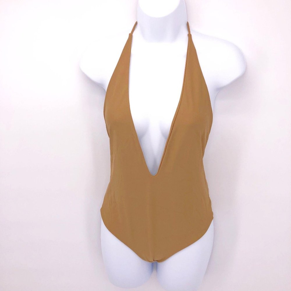 New Mikoh Medium Tan Brown One-Piece‎ Swimsuit Swim Bathing Suit Beach Pool